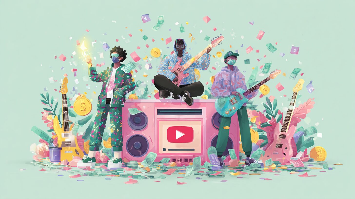 Popular illustrations,Youtubers rejoicing over their music revenue