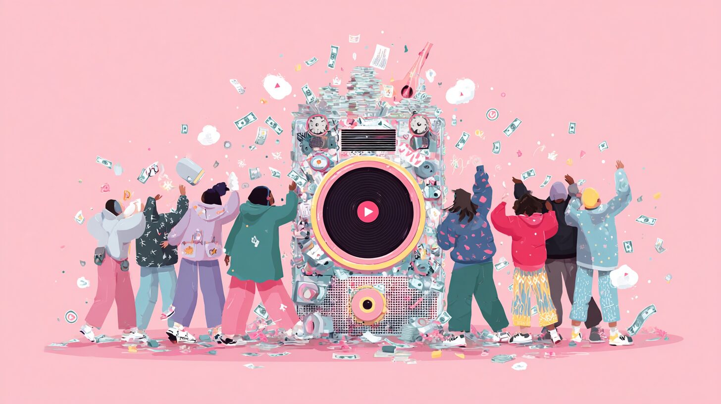 Popular illustrations,Youtubers rejoicing over their music revenue