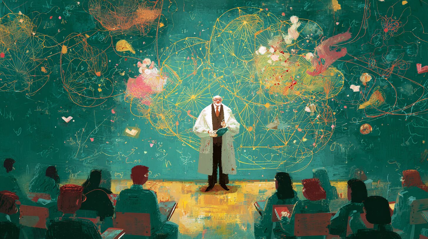 Popular illustrations,A professor who teaches important points to keep in mind