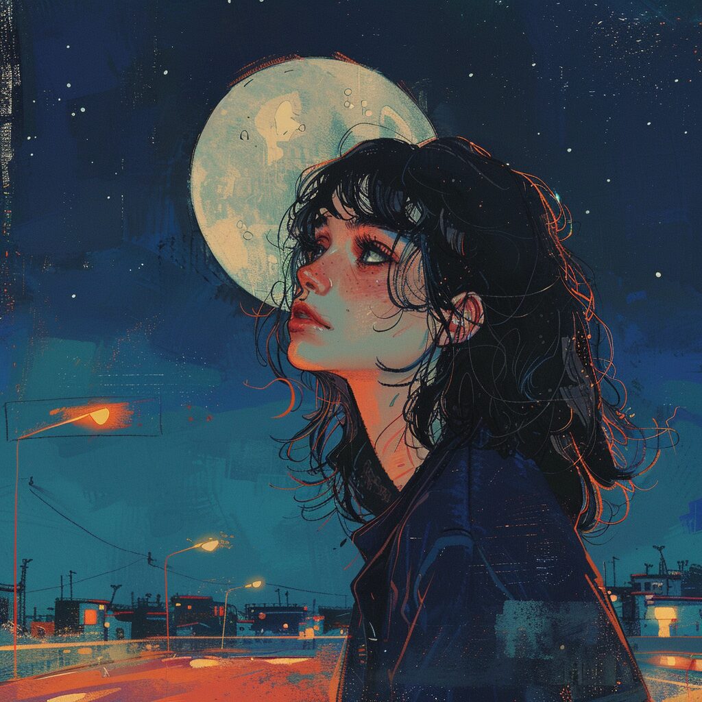 月明かりとアスファルトの静けさに寄り添う「Lofi Moon Over Asphalt」｜幻想的なLofi Hip Hop